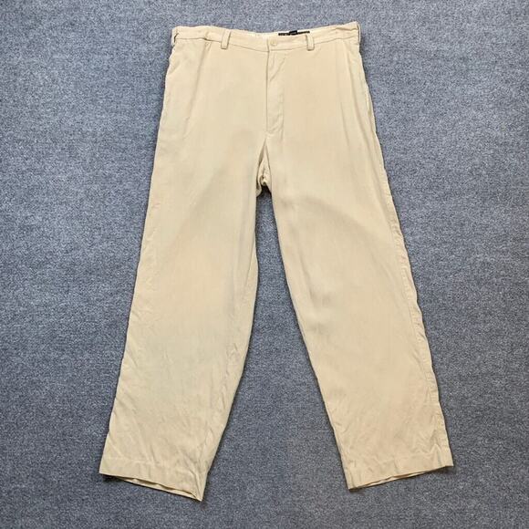 Nat Nast Pants Mens 35 Sand Silk Luxury Originals Relaxed Straight High Rise - Picture 2 of 12